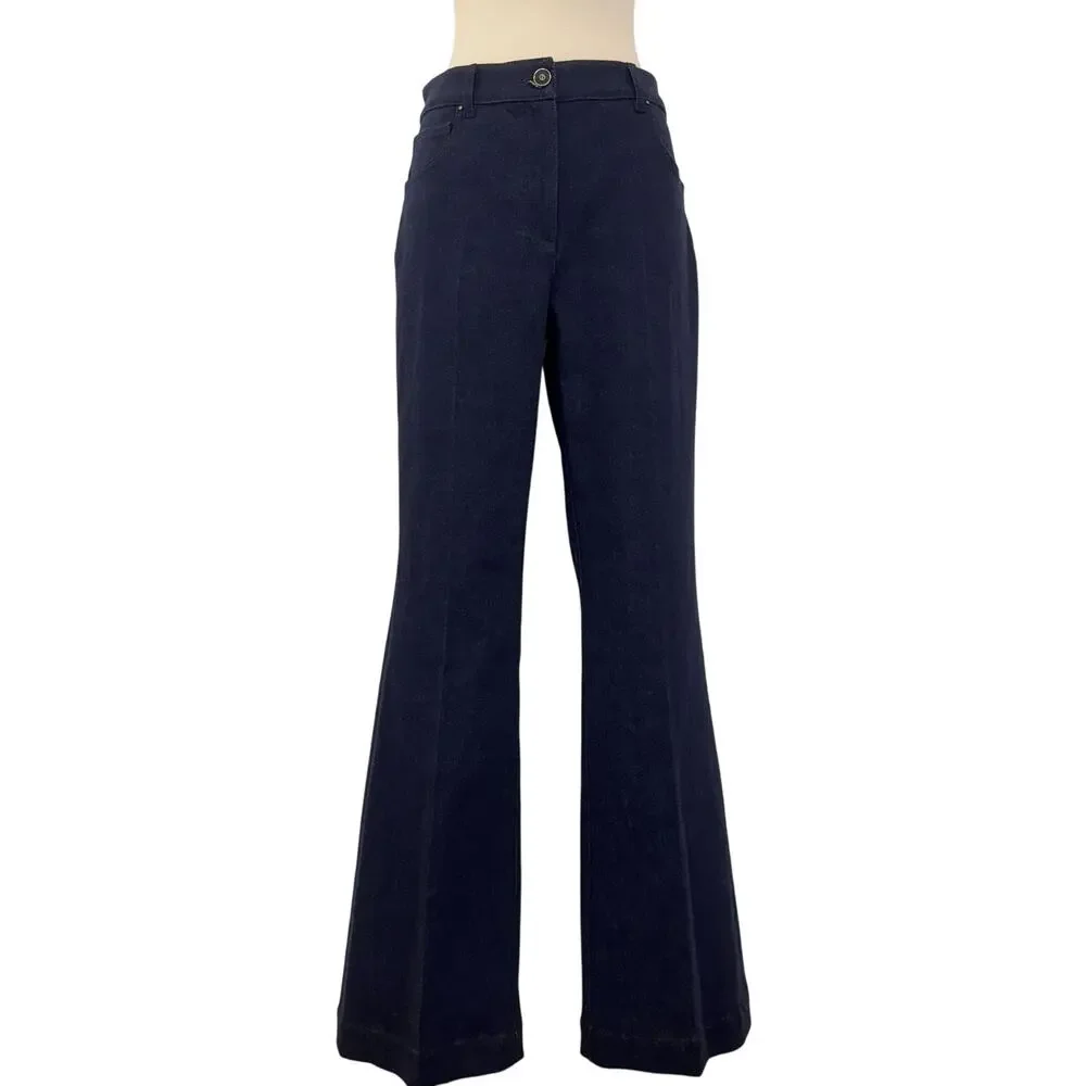 Giorgio Armani High Waisted Five Pockets Flare Leg Jeans Dark Denim | Fit US10